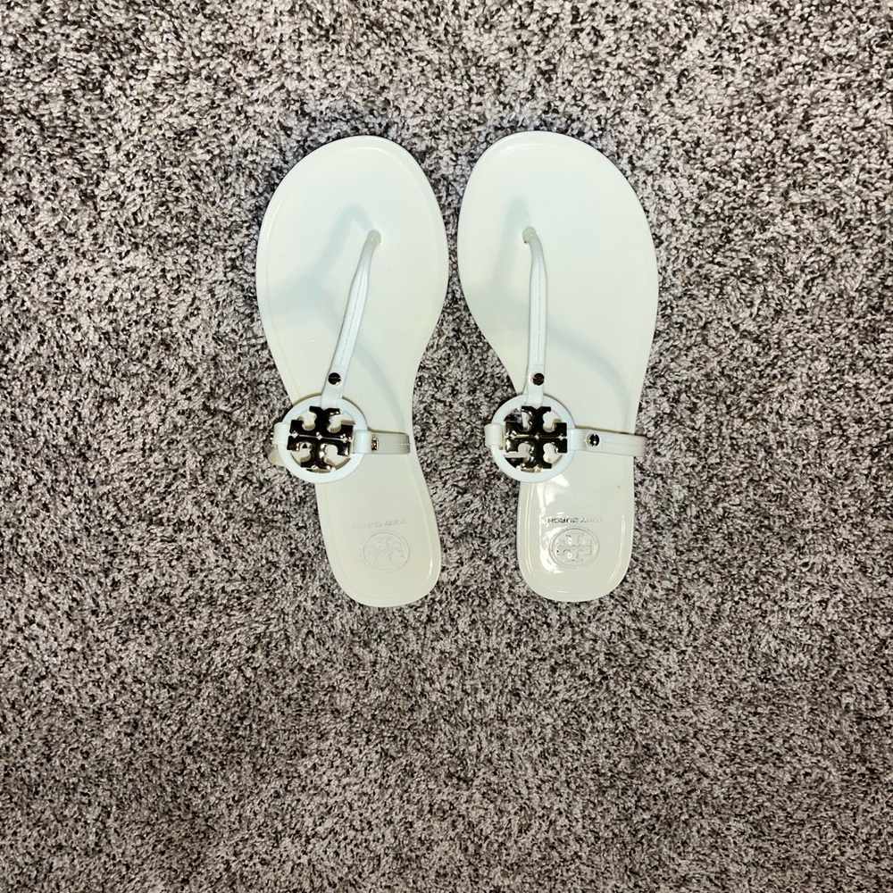 Excellent Condition Ivory Tory Burch Miller Sandals Jelly 8